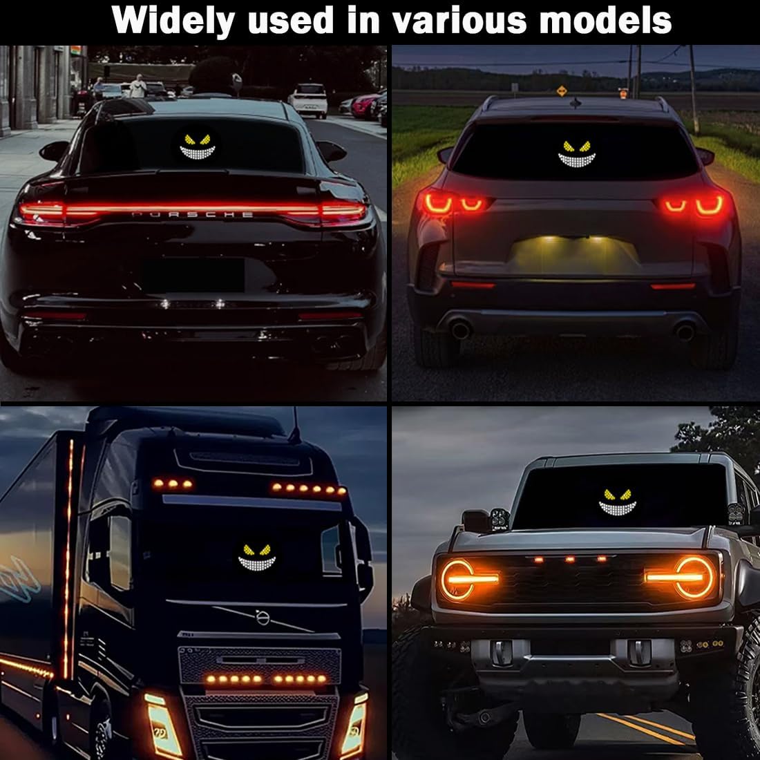 Led Devil Eyes Light for Cars,Devil Eyes Light for Windshield,Dynamic Devil Eyes Led Car Lights with 11 Modes,USB Plug & Play Devil Eyes Light for Car Window (Yellow)
