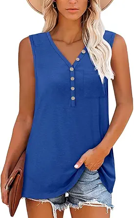 KISSMODA Womens Boho Tops for Summer Sleeveless Tanks Loose Fit Casual Blouse Daily Shirts for Leggings (S-3XL)
