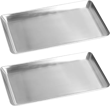 IMEEA Small Silver Tray SUS304 Stainless Steel Rectangular Tray Countertop Organizer for Bathroom Vanity, Jewelry, Keys & Skincare 9.8" x 6"