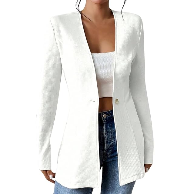 Suit Jackets for Women 1 Button Lightweight Casual Open Front Blazer Coat Long Sleeve Fashion Business Jacket