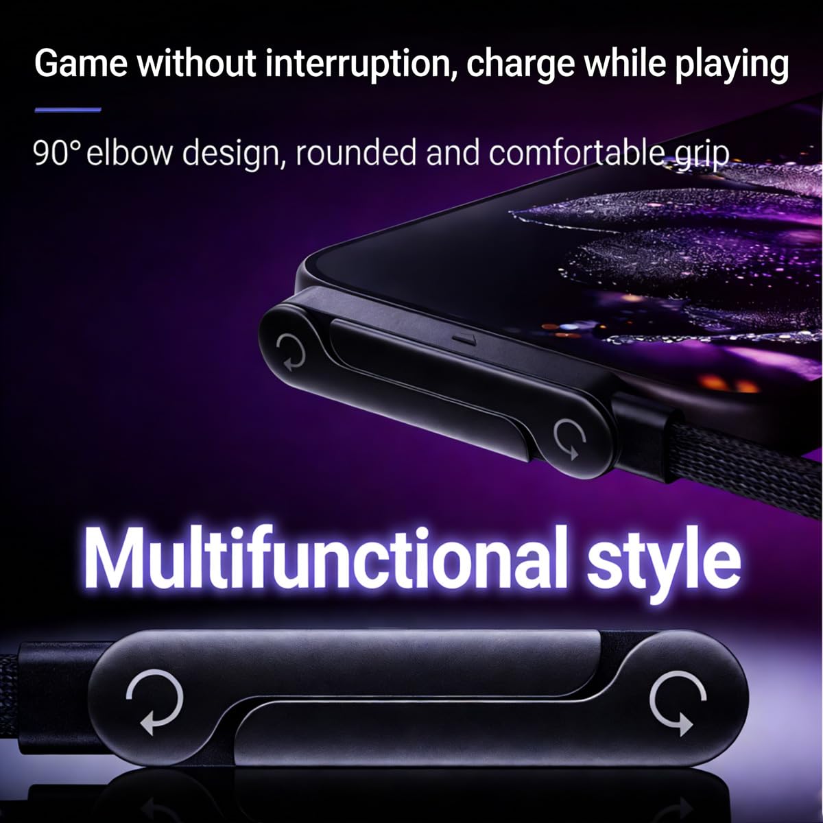 Câble USB C invisible 2 en 1 de 240 W, câble plat de charge rapide de type C de 1,5 m, design à angle droit de 90° pour les jeux, compatible avec iPhone 17, Samsung S25 S24 Ultra, tablette