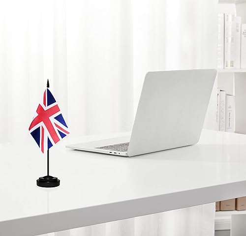 Miniatura 42 de Juego de banderas de escritorio de Cuba, paquete de 2 banderas cubanas de mesa para oficina, mini bandera de escritorio pequeña con poste negro