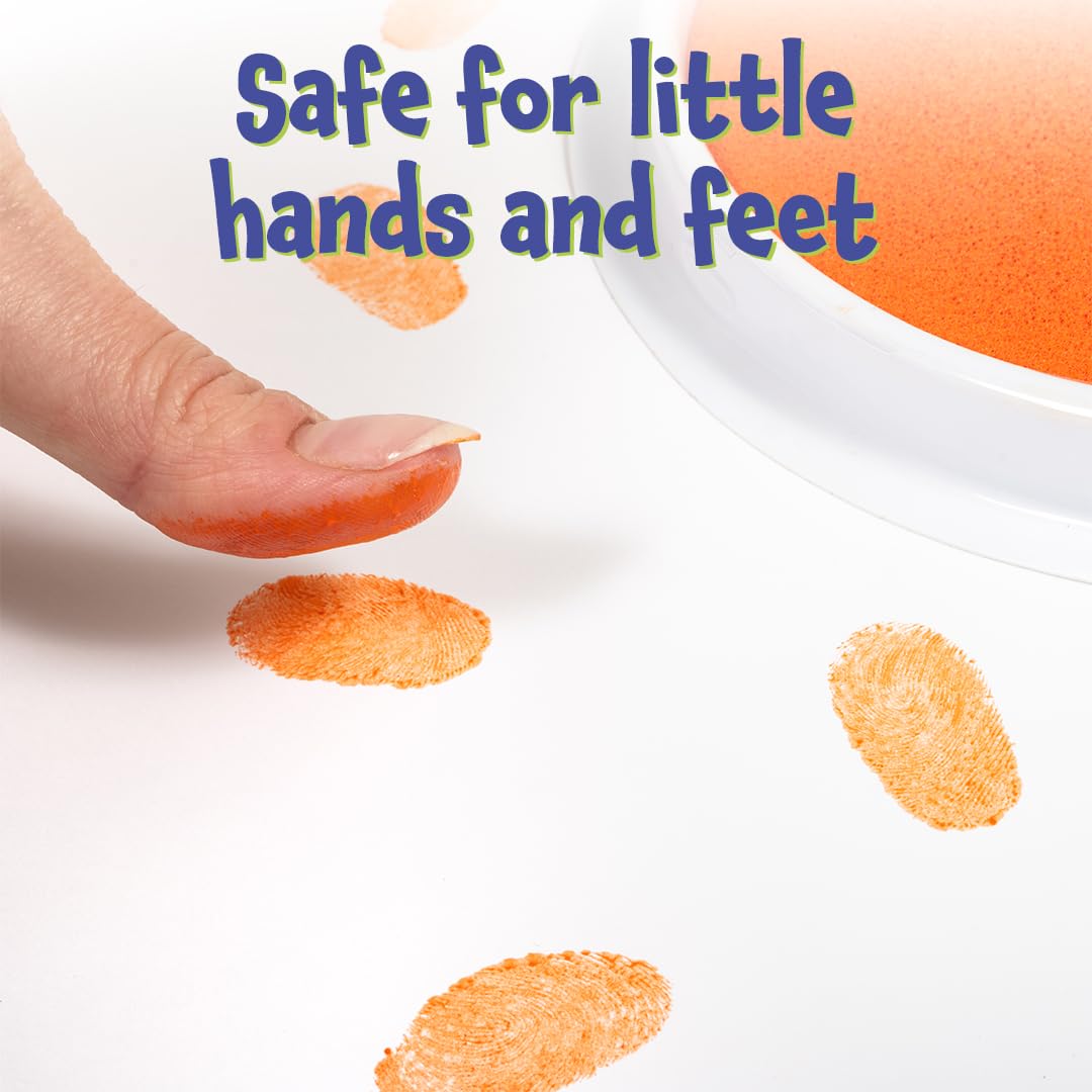READY 2 LEARN Jumbo Circular Washable Stamp Pad - Orange - 5.75" dia. - Non-Toxic - Fade Resistant - Ideal Size for Handprints and Footprints