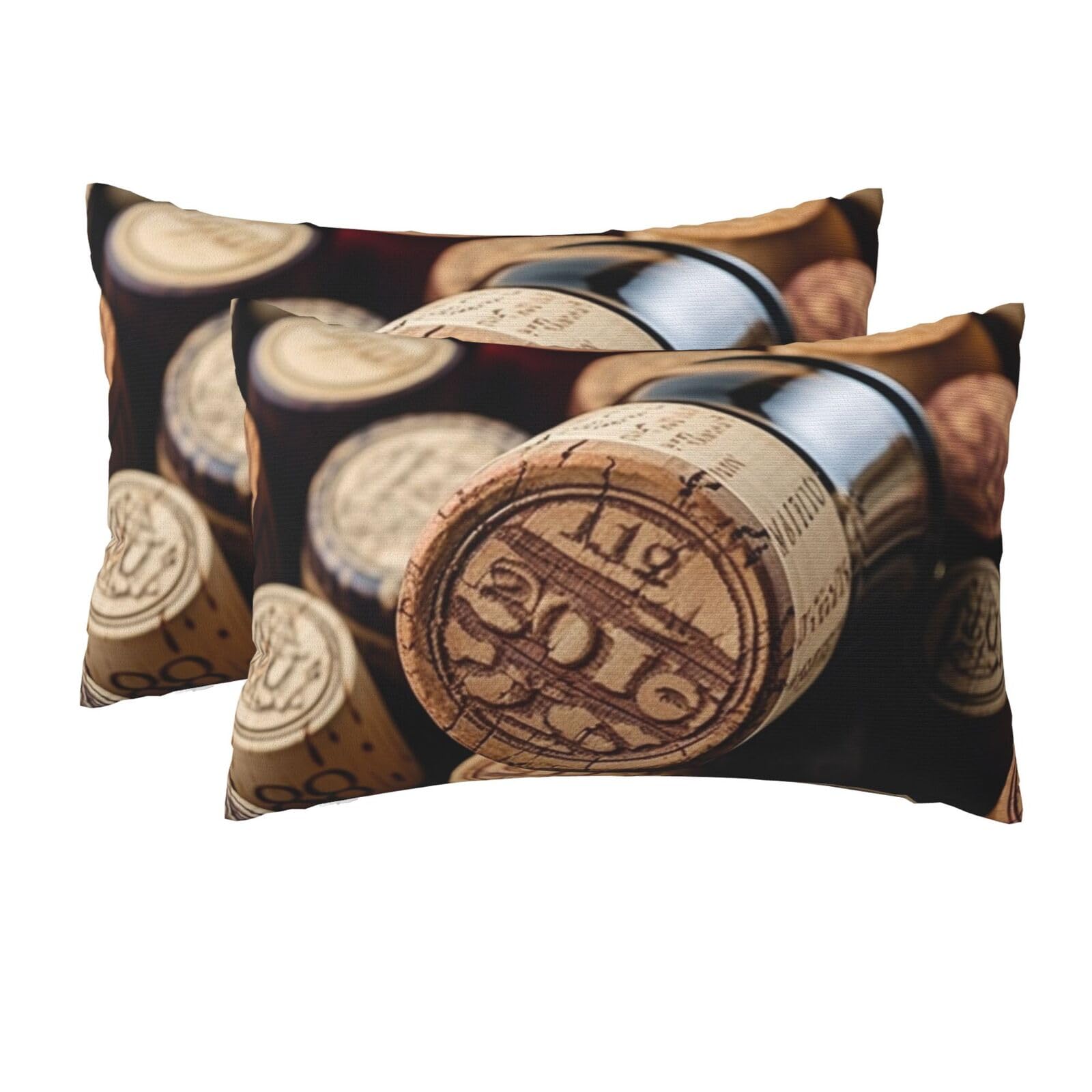 2 Pack Queen Pillow Cases with Hidden Zipper, Soft Breathable Pillow Covers for Hair and Skin, Wine Bottle Stopper with Vintage Pillowcases 20"x30" Bed Pillow Protectors Cover for Sleeping Gifts