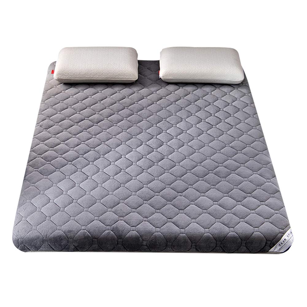 WYJHNL Matelas Futon Doux 6cm D'épaisseur, Matelas Tatami Japonais, Dortoir étudiant Pliant, Convient pour Le Sol et Lit, Gris, 160x200cm (63x79inch), Moelleux, Coton