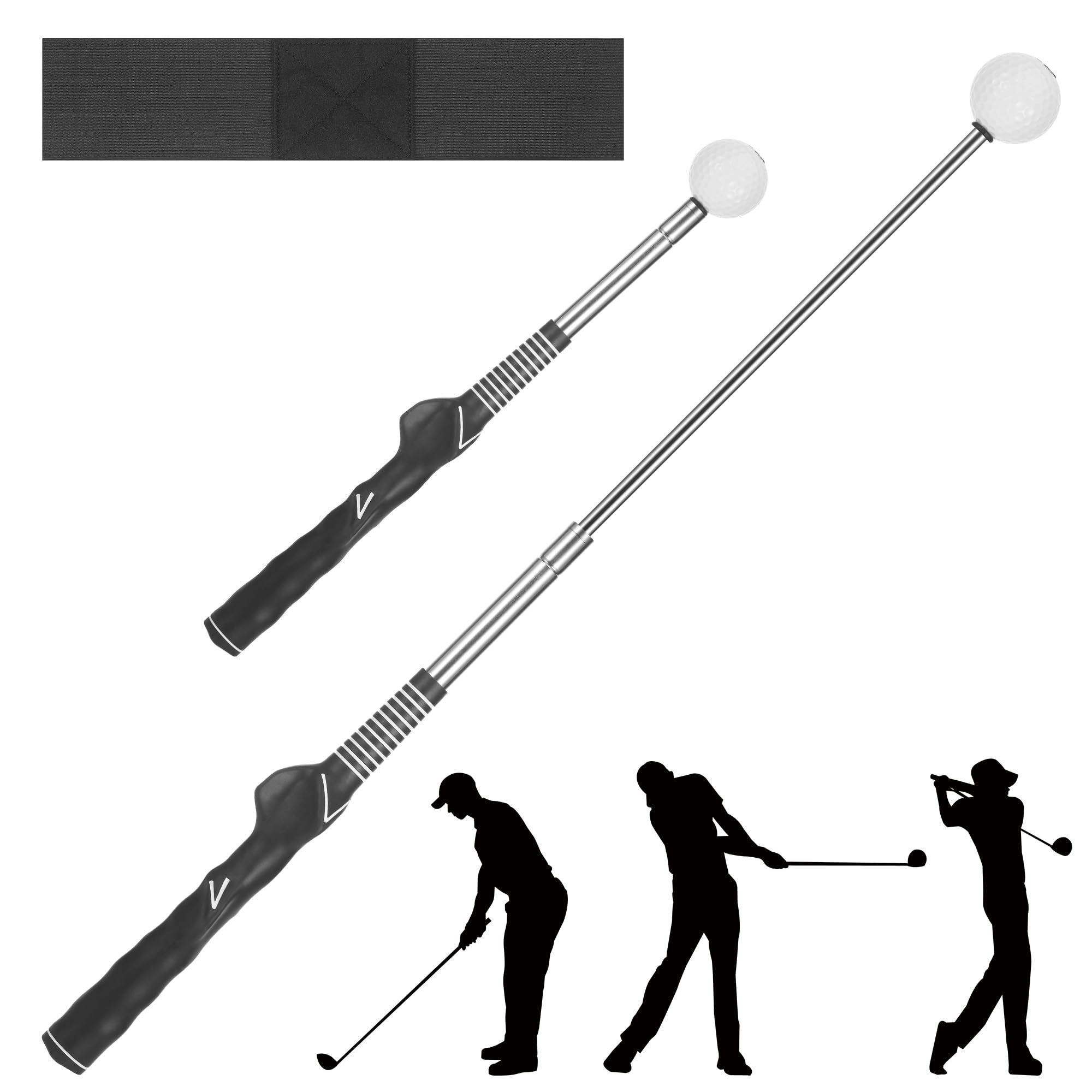 Starvortex Allenatore Telescopico Swing del Golf con Fascia Elasticizzata, Golf Swing Grip, per Allenamento di Battuta di velocità e Forza Principianti, Ideale Come Regalo per Golfisti e Golfiste