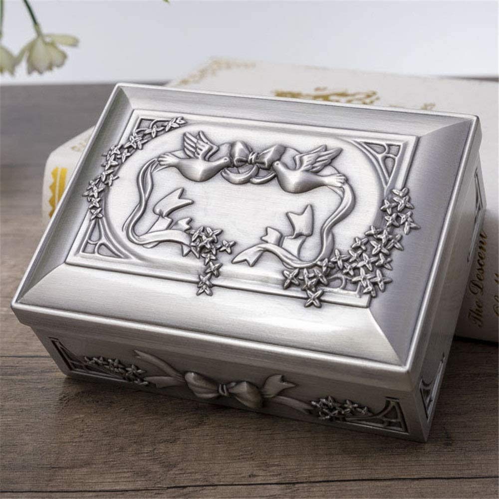Scatola di Gioielli della Scatola dei Gioielli della Scatola del ringhiale del rettangolo dell'Annata del rettangolo della Scatola dei Gioielli retrò di Stile Europeo Antico (Peltro)