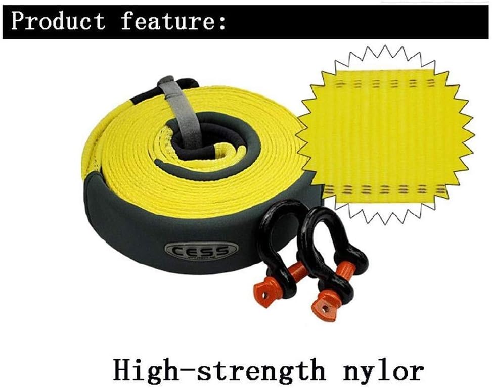 Tow Rope 6m X 5cm, Heavy Duty Lab Tested 5T(11,000 Lbs) Towing Strap with Reinforced Loop Ends, Car Recovery Tow Rope Kits with 2 Safety Hooks and Storage(6M-5T)