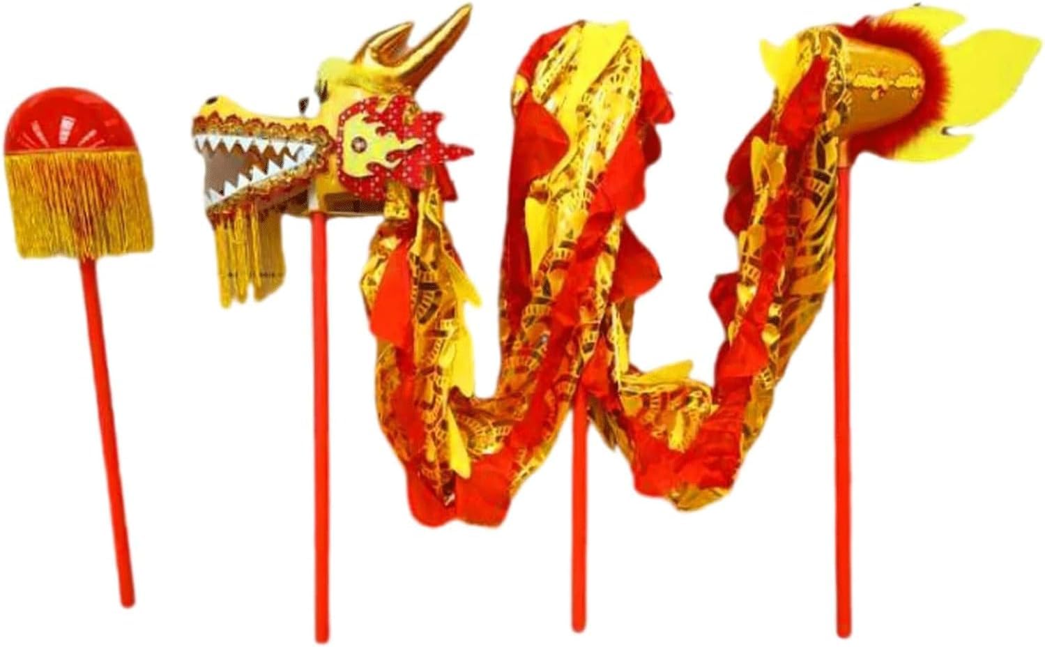 Hdicuhnanu Yellow Lion Dance Clothing Silk Dragon Dance Satin Cloth And Lion Props Outdoor Activity Classic Chinese Style Funny Stuff Costume(Yellow)