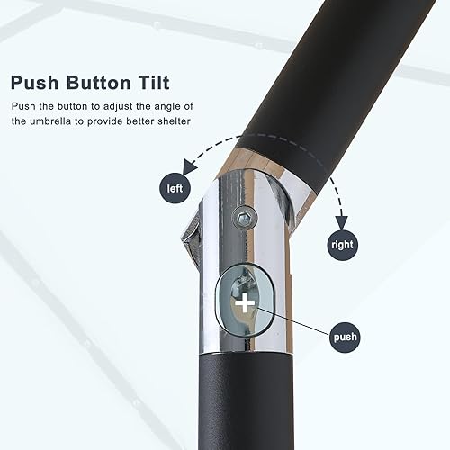 Miniatura 4 de MASTERCANOPY - Paraguas de patio con 32 luces LED solares y 8 varillas (7.5 pies, caqui)