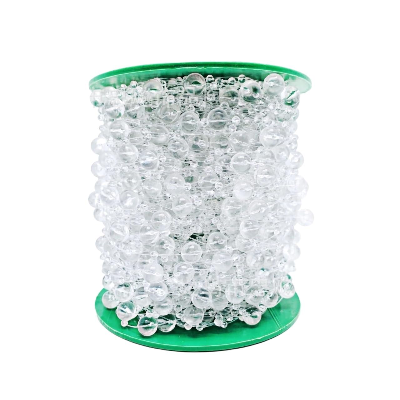 Künstliche Perlen Perlenschnur Dekoration Angelschnur Künstliche Perle Perlen Kette Girlande Blumen Hochzeit Party Dekoration (Color : Transparent white, Size : 100 METER)