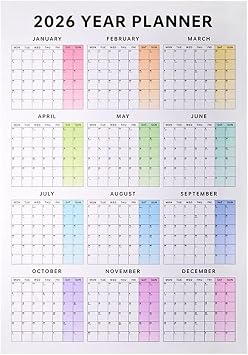 2026 Wall Calendar Large Vertical Annual Calendar With Notes For Monthly And Weekly Planning, 12-month Appointment Wall Planner For Home And Study, 75x53cm
