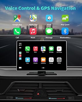 Madoec Portable Apple Carplay Screen for Car, 9 Wireless Apple Carplay & Android Auto,4K Dash Cam,1080p Backup Camera DVR,Car Audio Receivers GPS Navigation Mirror Link, Bluetooth,FM, Siri