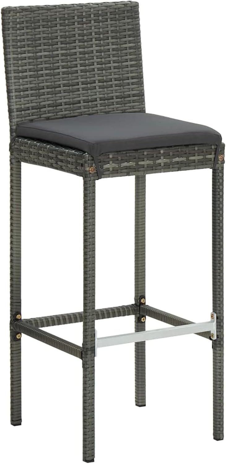 REWIS 5 Piece Patio Bar Set with Cushions Outdoor Bar Set Outside Bars for Patio Bistro Table Set Outdoor Poly Rattan Gray 3064831
