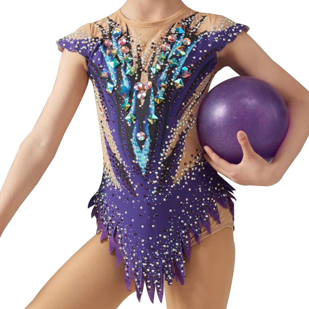 LIUHUO Leotardos de gimnasia rítmica para niñas, color morado, personalizable