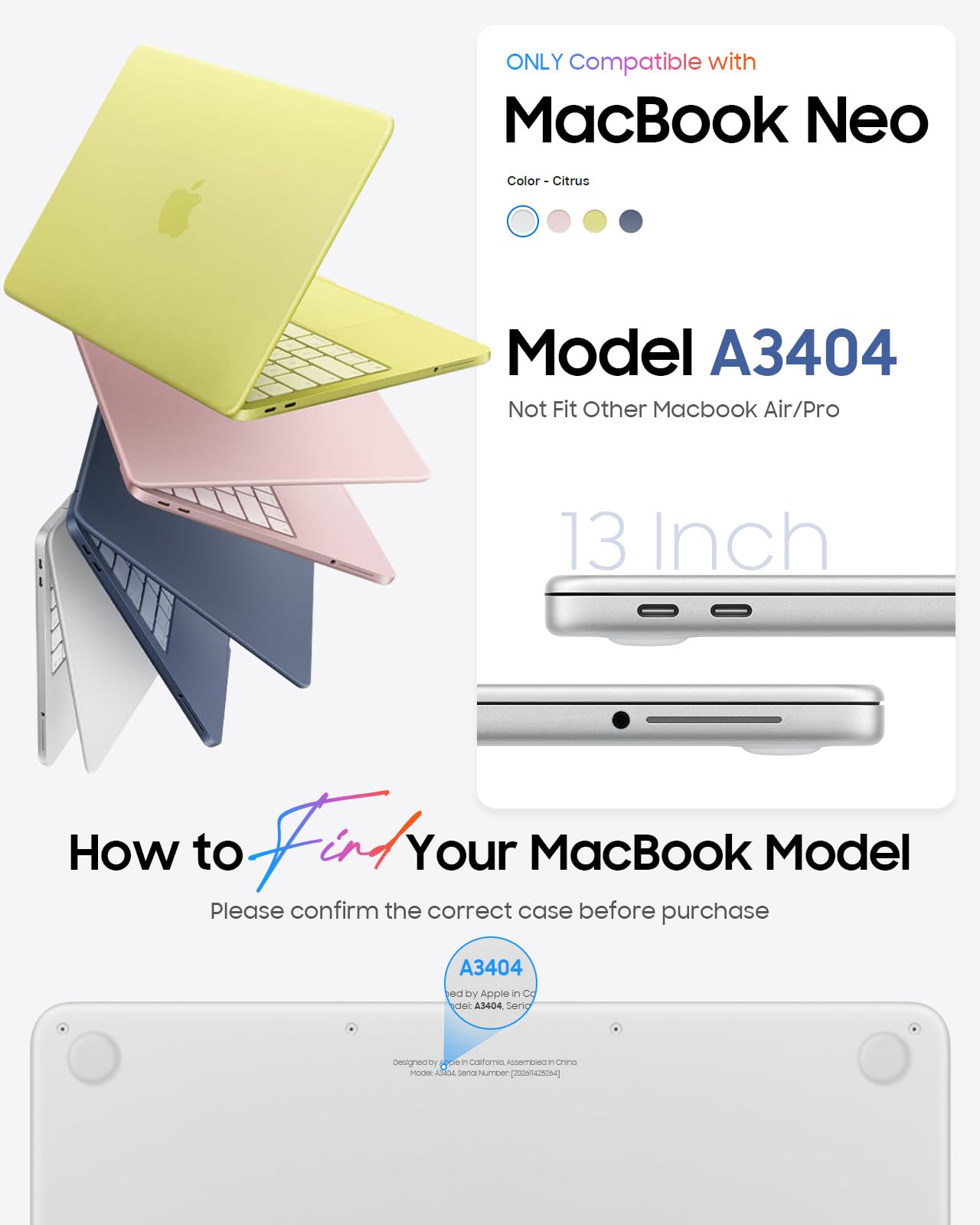 Fintie Case for MacBook Neo 13 Inch A3404 (2026 Release) - Protective Ultra-Thin High Transparency Snap On Hard Shell Cover for MacBook Neo 13" with A18 Pro Chip (Crystal Clear) - 3