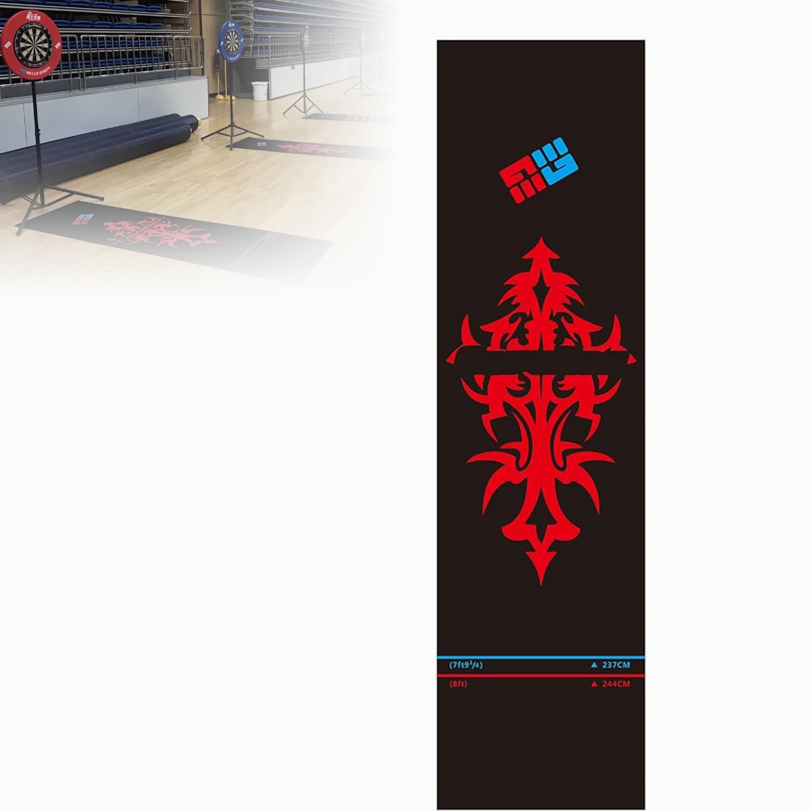 9ft Rubber Dart Board Training Mat, Anti Slip Dart Carpet with Throw Line, Heavy Duty Rubber Dart Mat for Dart Game, Beginners and All Dart Types, Black