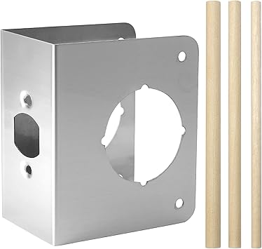 Reinforcement Door Plate, Stainless Steel Door Guard Lock Reinforcer, Fits 1-3/8" Doors, 2-3/8" Backset, Security Cover Plate for Wood, Metal Doors1 Pcs