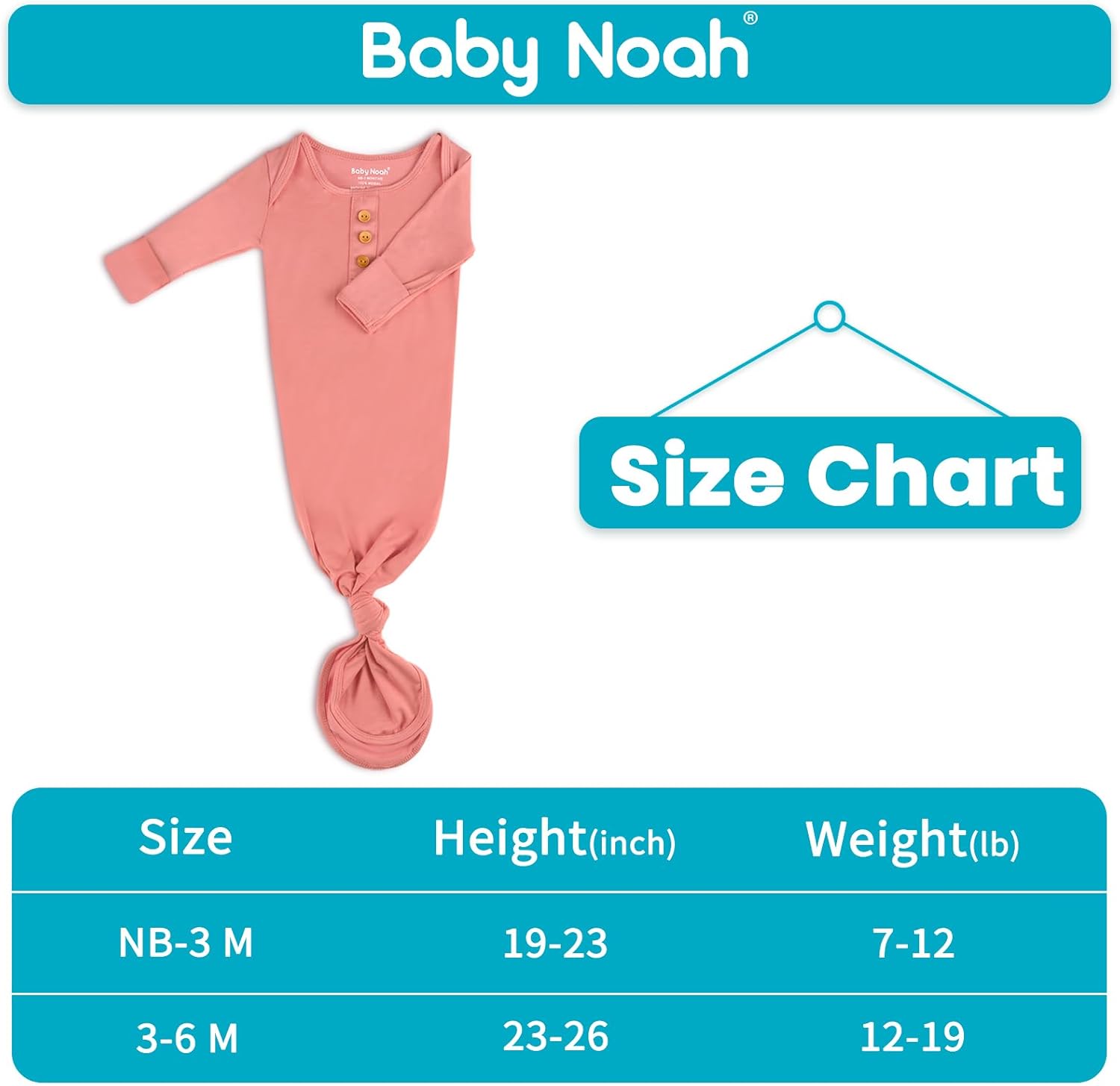 Newborn Baby Knotted Gown Extra Long, Ultra Soft Silky Infant Long Sleeve Sleeper with Tie Bottom, Baby Girl and Boy Sleep Gown with Mittens, Bow, and Hat Set Light Coral[Light Coral,Newborn] - Image 7