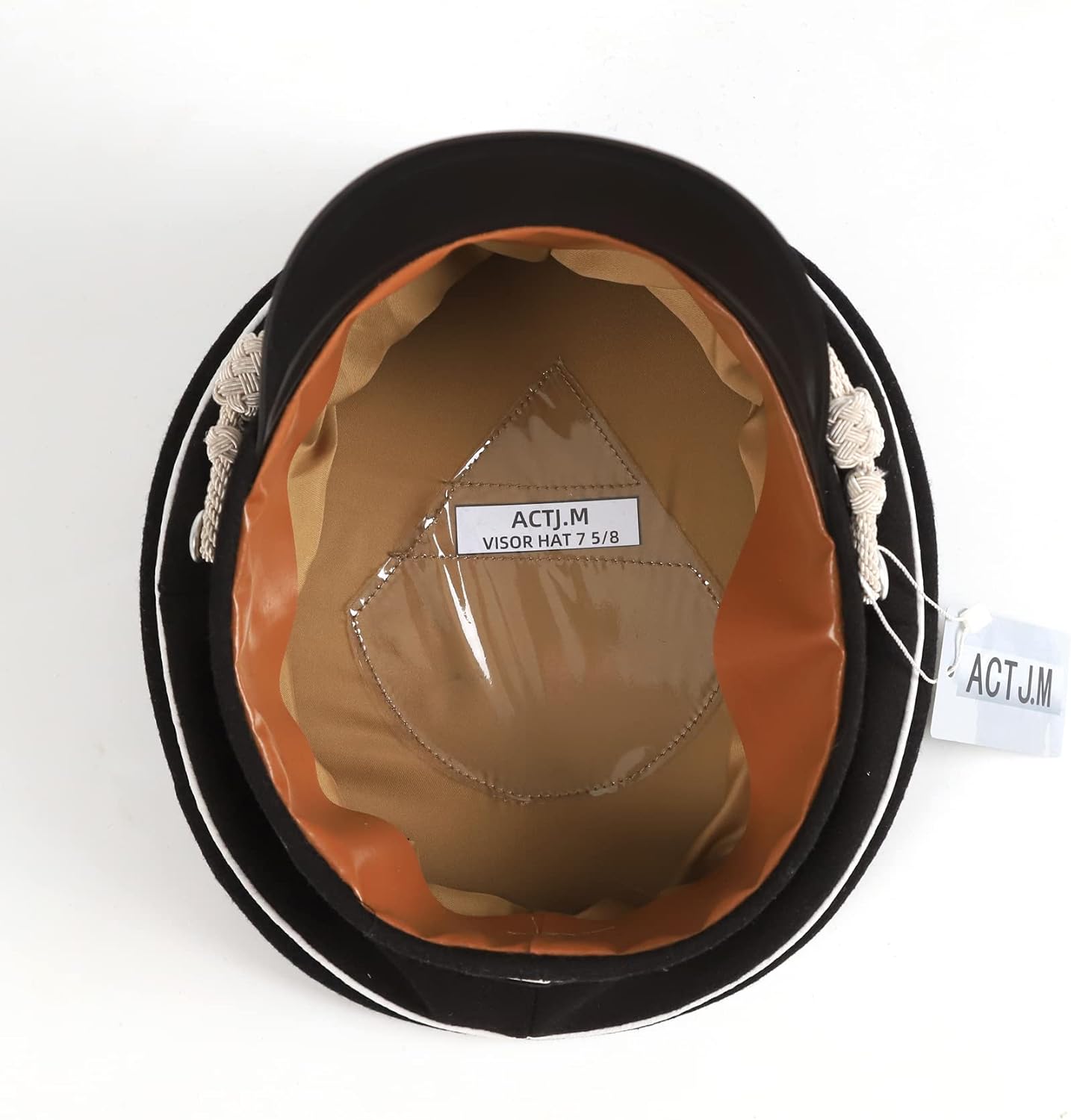 WWII WW2 German Officer Hat Crusher Cap with Silver Chin Cord Wool - Image 6