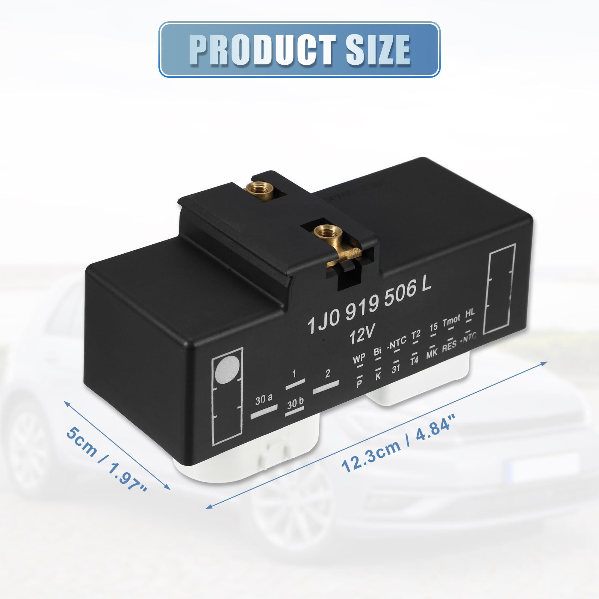 A ABSOPRO Kühlerlüftersteuermodul Für Volkswagen Golf 08-14 1 Stück | Material: Kunststoff, Metall, Farbe: Schwarz, Weiß, Größe: 12.3x5x7.3 Cm, Pin-Anzahl: 4+14 Pins, OE-Nr.: 1J0919506L