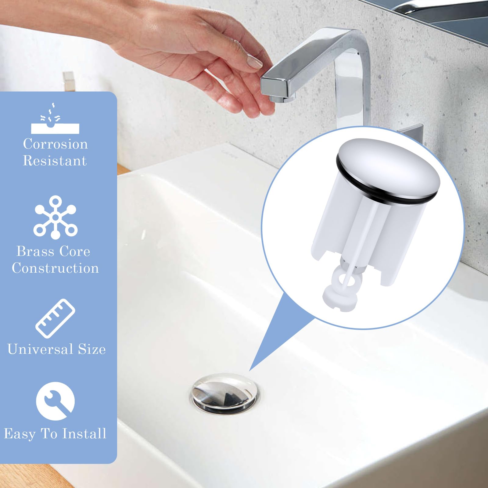 Tappo Lavandino Universale 40mm - 2 Pezzi, Altezza Regolabile, Per Bagno E Cucina - Foto 10