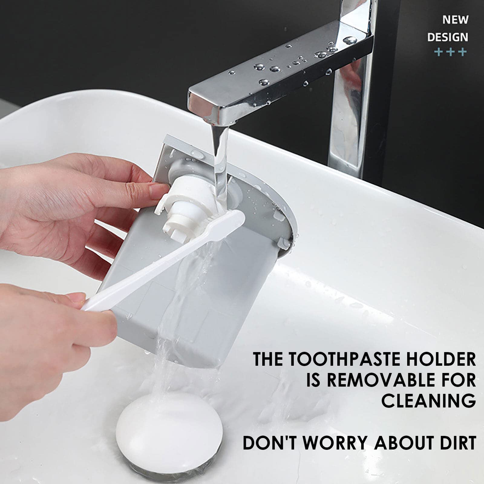Soporte Cepillo de Dientes Montado en La Pared, Porta Cepillo de Dientes con 2 Dispensadores de Pasta de Dientes, 6 Ranuras para Cepillos, 3 Tazas y Cajón para Baño, Negro