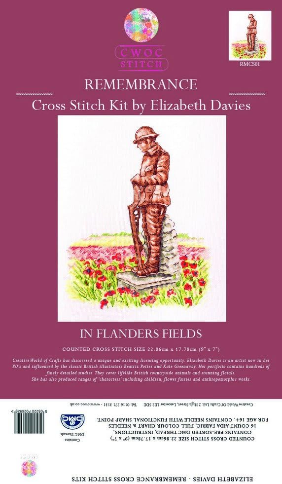 Remembrance Counted Cross Stitch Kit - In Flanders Fields,31 x 18 x 1 cm