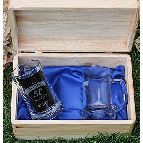JARRAS DE Cerveza Personalizadas con Caja Madera