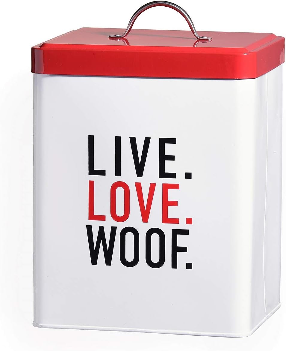 Amici Pet Live Love Woof Metal Food Canister, 208oz