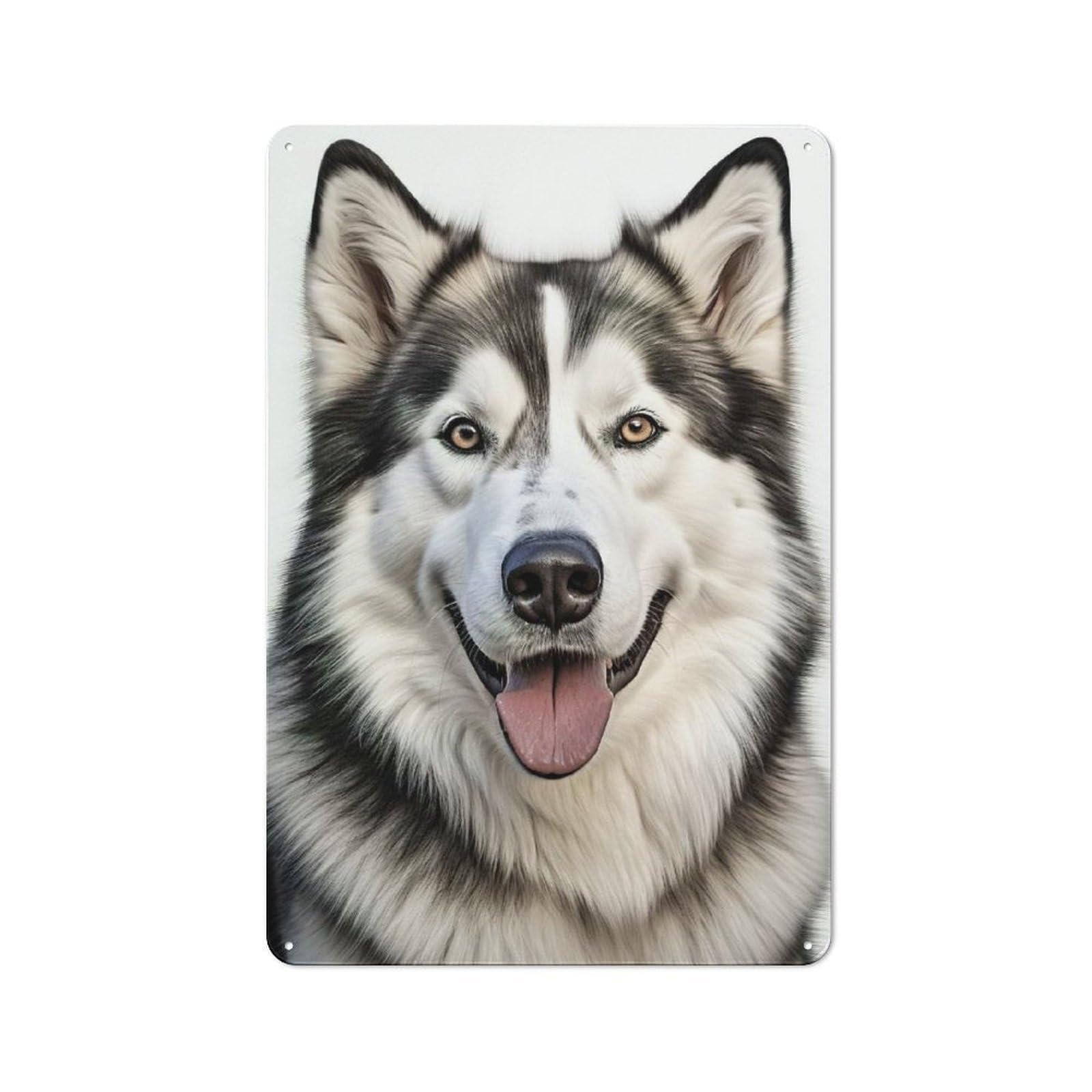 Junmoney Smiling Alaskan Malamute Rustic Tin Wall Plaque 30X20cm For Bar Or Restaurant, For Vintage Wall Decor Fans, For Garage And Workshop Walls