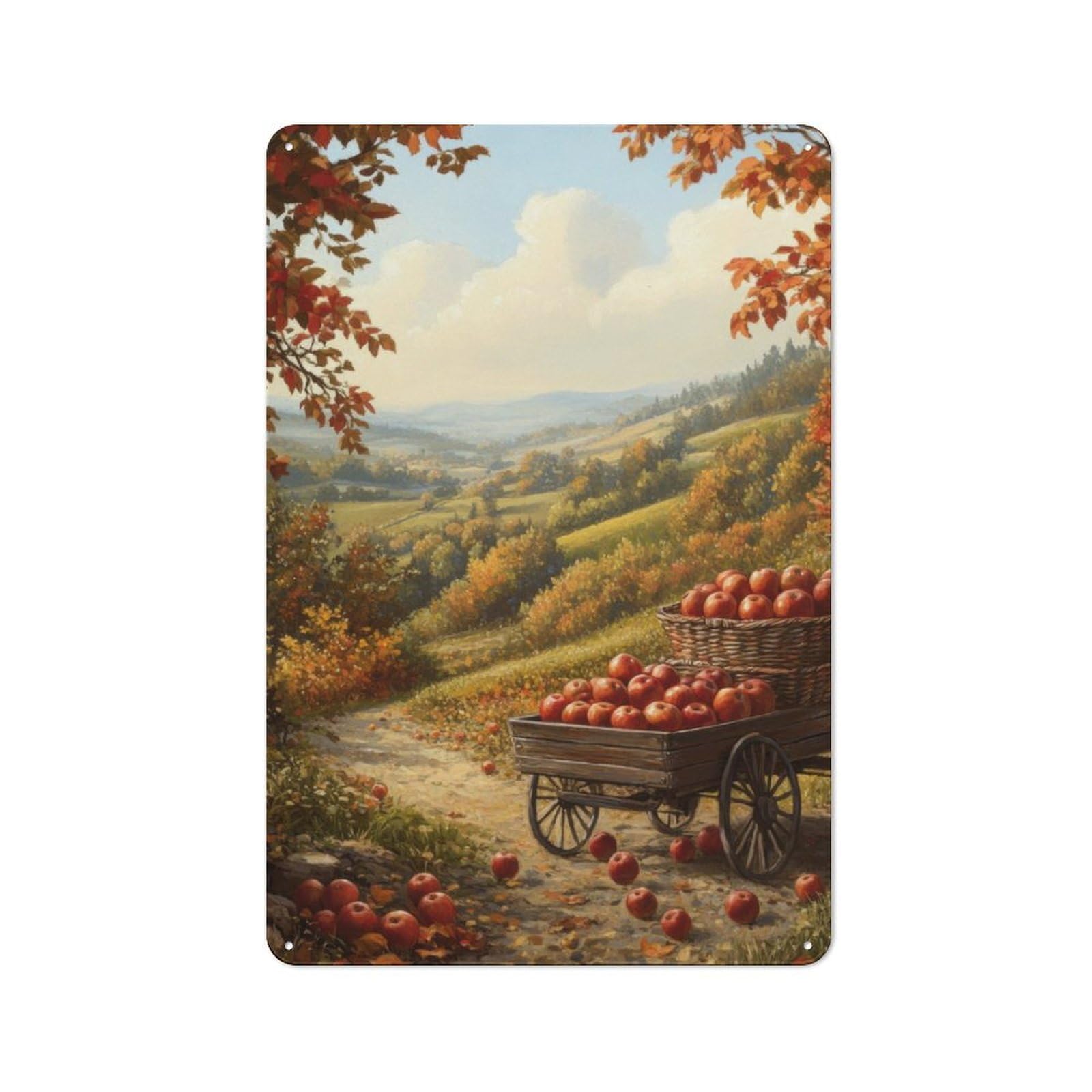 Junmoney Autumn Harvest Retro-Style Metal Plaque 30X20cm For Kitchen Or Home Bar, Gift For Home Bar Enthusiasts During The Christmas Season
