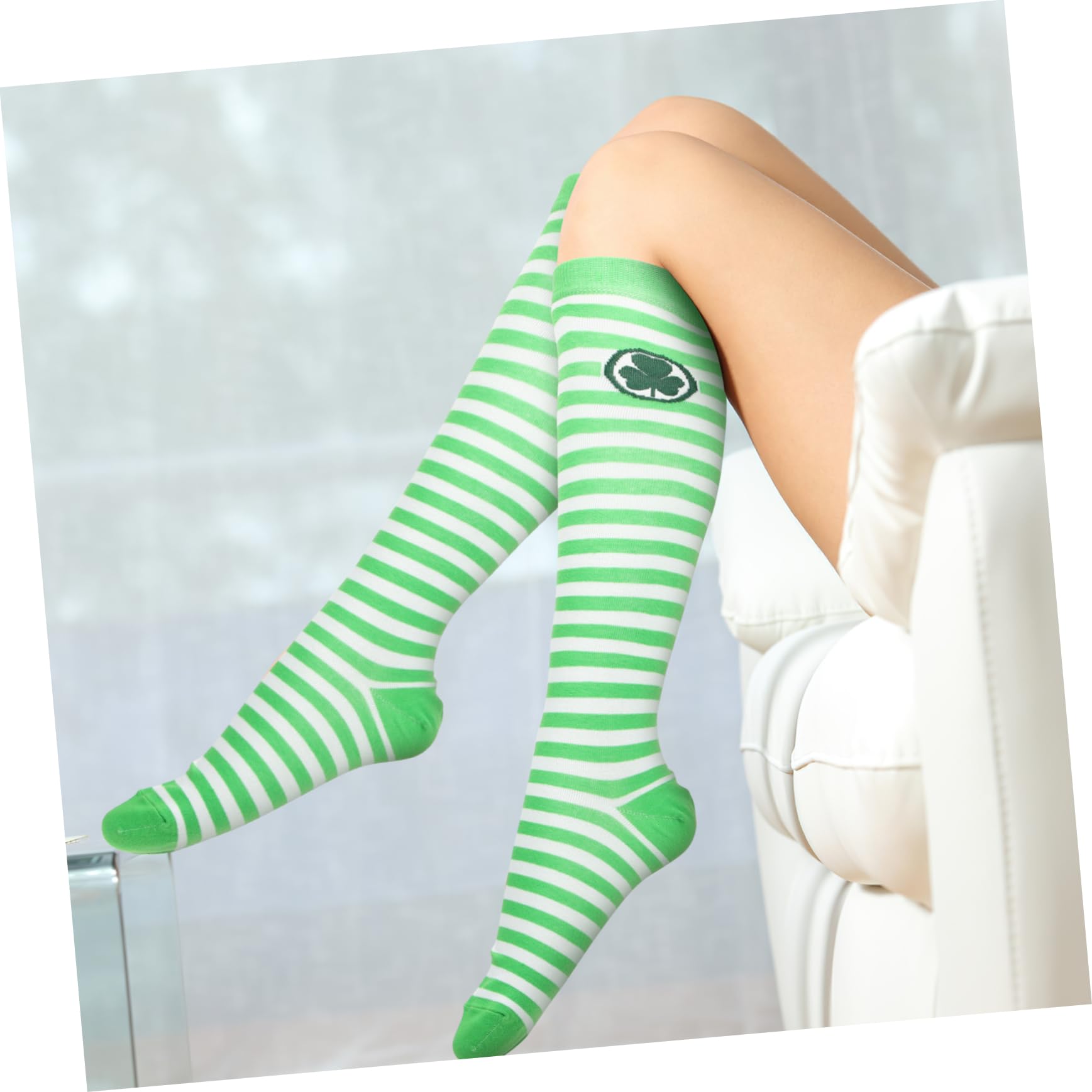 Abaodam 2 Sets St. Patricks Day Kostümzubehör Neuartige -socken mit Kleeblatt-muster Aus Baumwolle für Paare 3 Paar * 2