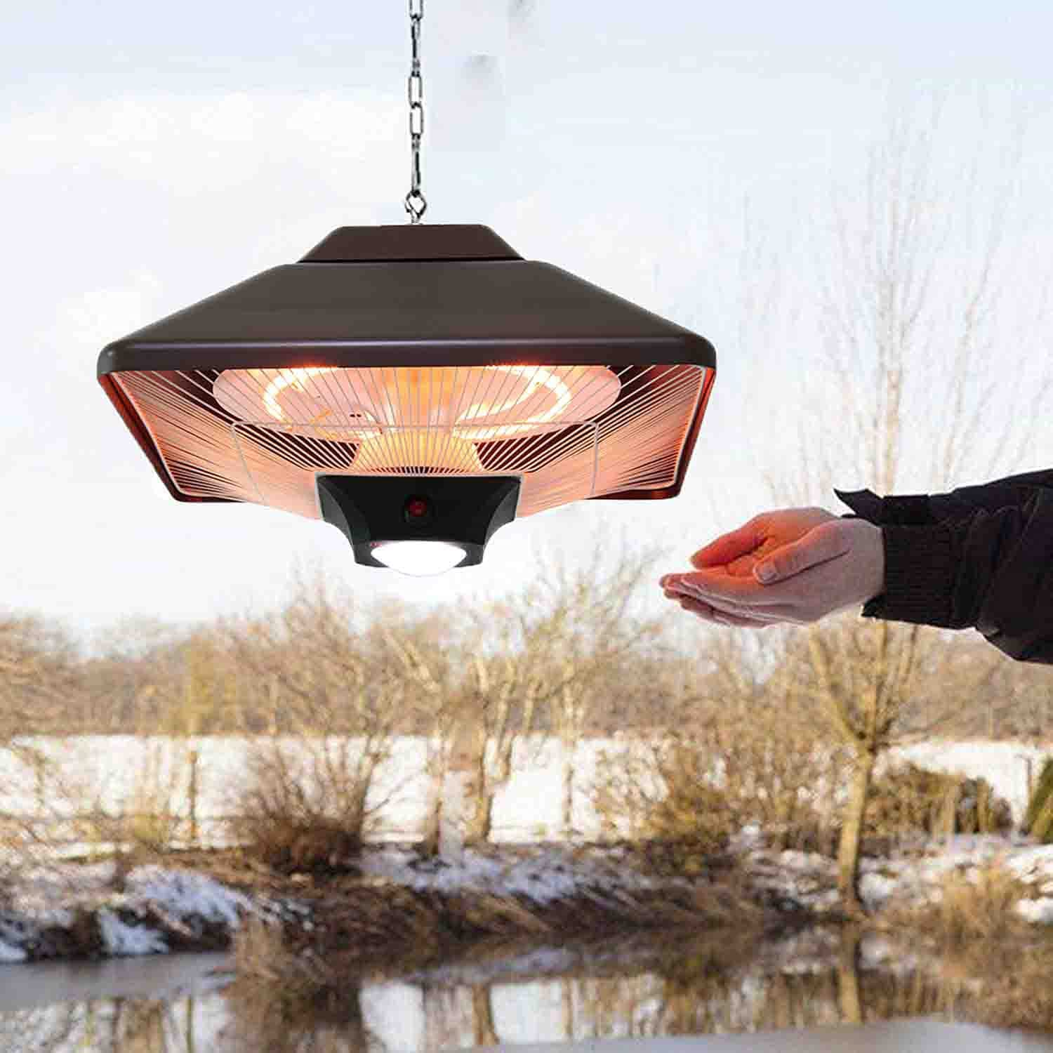 Amazon.com: HBIAO 2000W Outdoor Hanging Patio Heater, Halogen Heater with  Light, Remote Control and 8.2-Inch Adjustable Chain, Infrared Electric  Heater, for Courtyard, Balcony and Gazebo : Patio, Lawn u0026 Garden