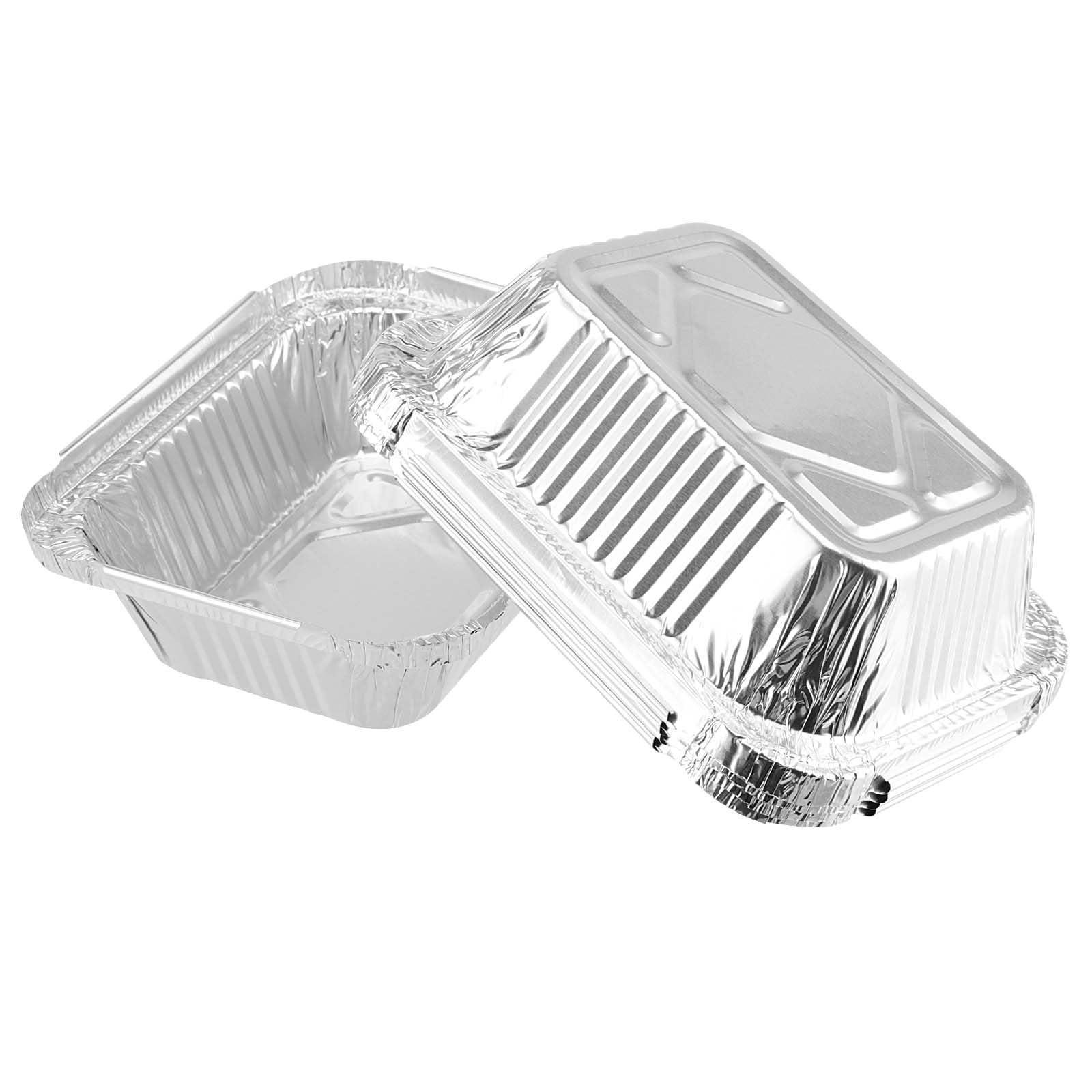 100 Vaschette in Alluminio, 13 x 10 x 4,2 cm, ciotole in alluminio quadrate con coperchio, per cuocere, arrostire, cucinare, 260 ml
