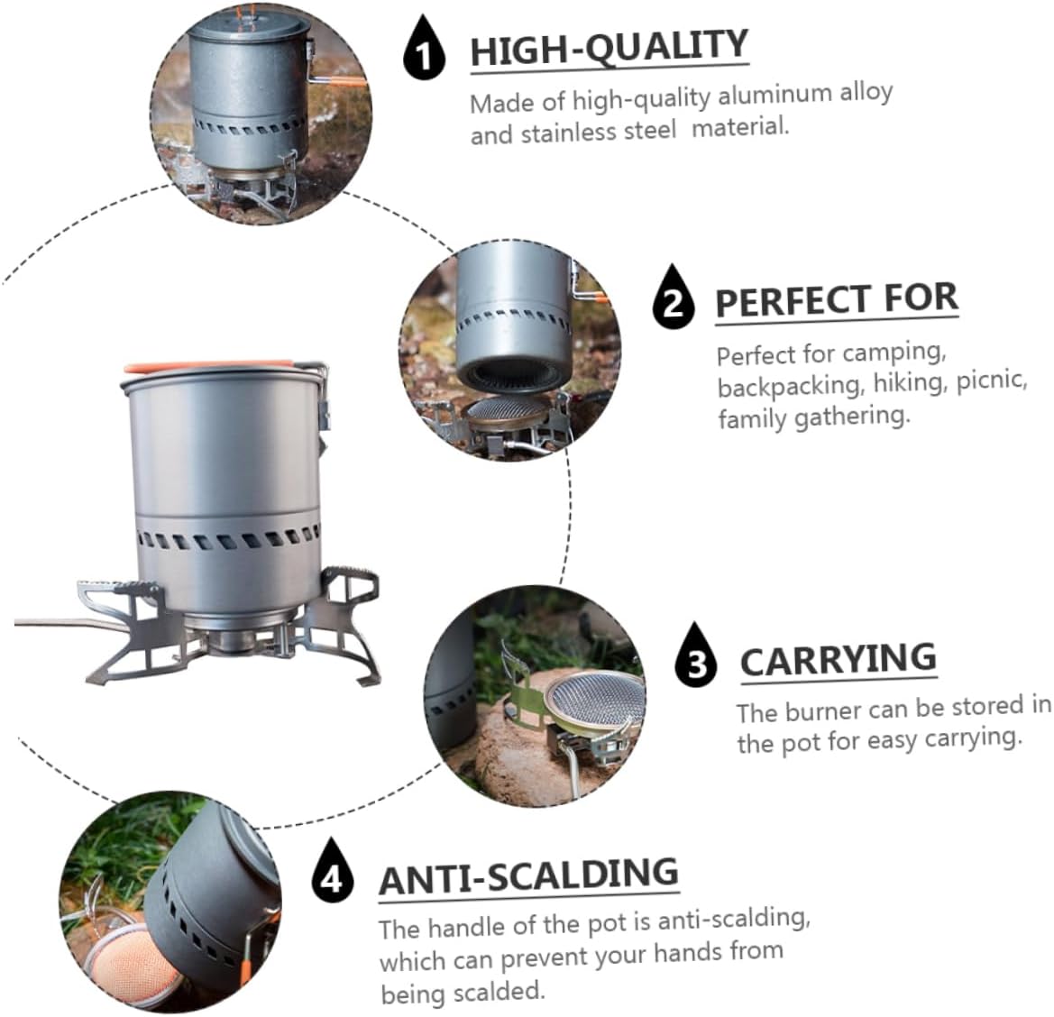 1set Outdoor Camping Cookware Set Portable Burner and Pot Combination for Hiking Backpacking and Picnics Lightweight and Gear for Outdoor Activities