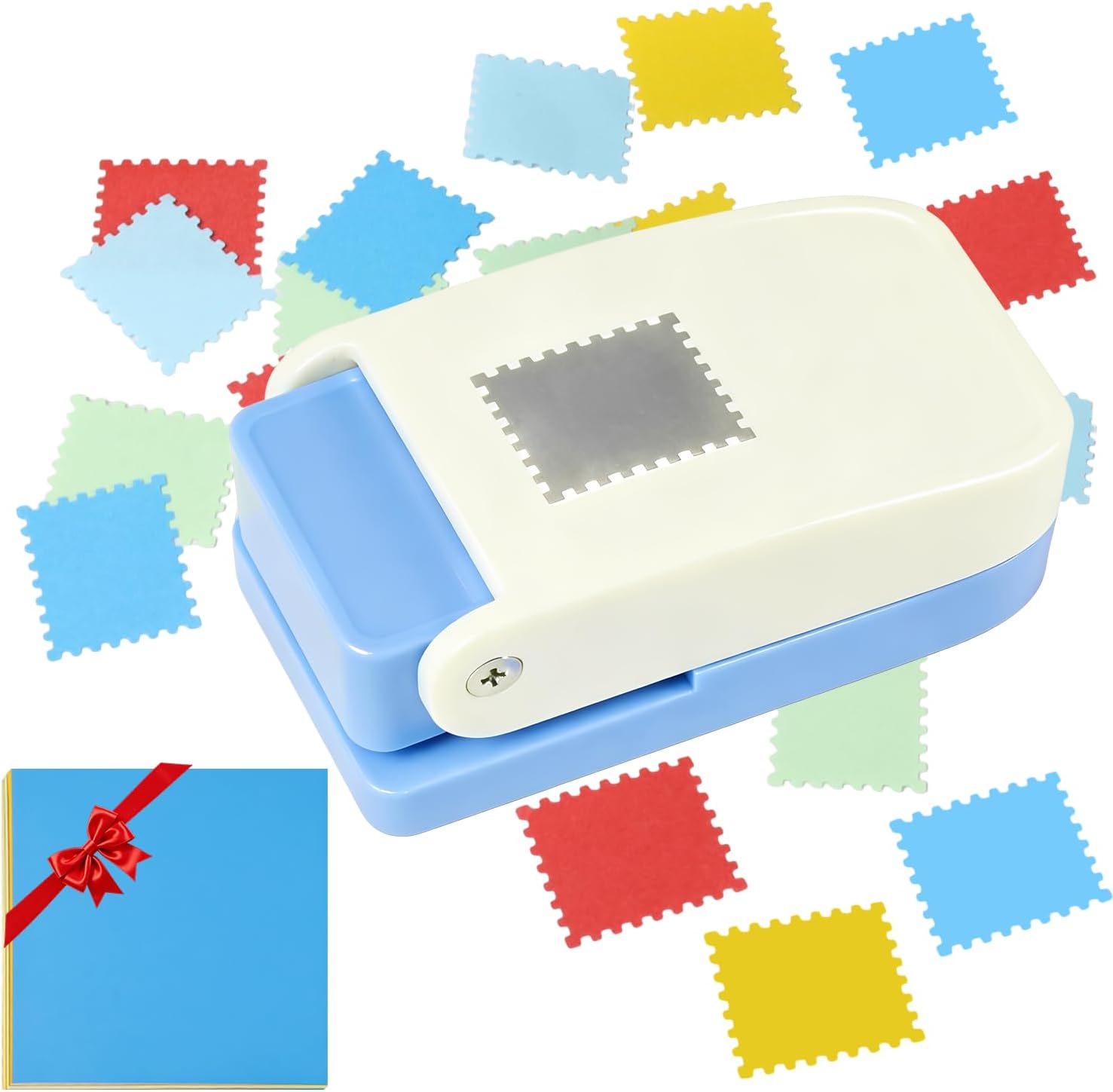 1X0.8inch Rectangular Postage Stamp Puncher, Rectangle Lever Action Stamp Punch for Paper Crafting Scrapbooking, DIY Card Making Arts Crafts Supplies