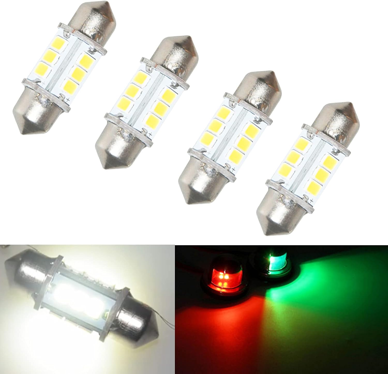 HONG 111 Marine LED Replacement Bulb Boat Light Bulbs Super Bright 12 Volt 31 mm Bulbs for Boat Navigation Lights Boat Anchor Light Deck Lights Bow Light Stern Lights 4PCS : Sports & Outdoors