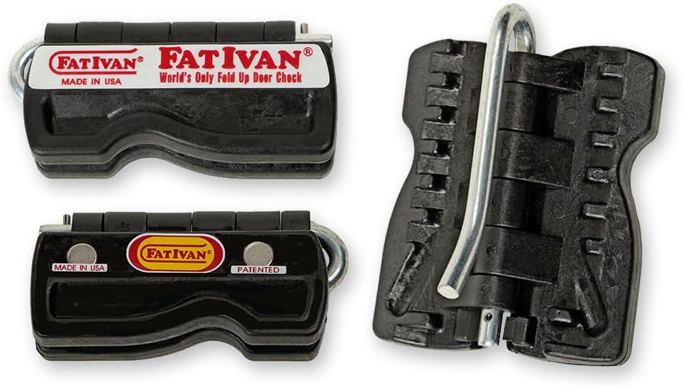 The Original Fat Ivan Fold Up Doorstop Wedge with Magnet - for Moving Office Home or School - Great for Police, Admin, Firefighters and Any time You Need a Door to Stay Open Black 2 Pack