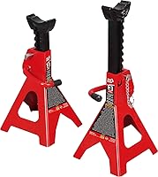 BIG RED TAM43002A 3 Ton Double Locking Steel Jack Stands - 6,000 lb Capacity, Safer Support for Cars, ATVs & UTVs (Red Pair)