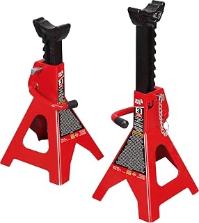 BIG RED TAM43002A 3 Ton Double Locking Steel Jack Stands - 6,000 lb Capacity, Safer Support for Cars, ATVs & UTVs (Red Pair)
