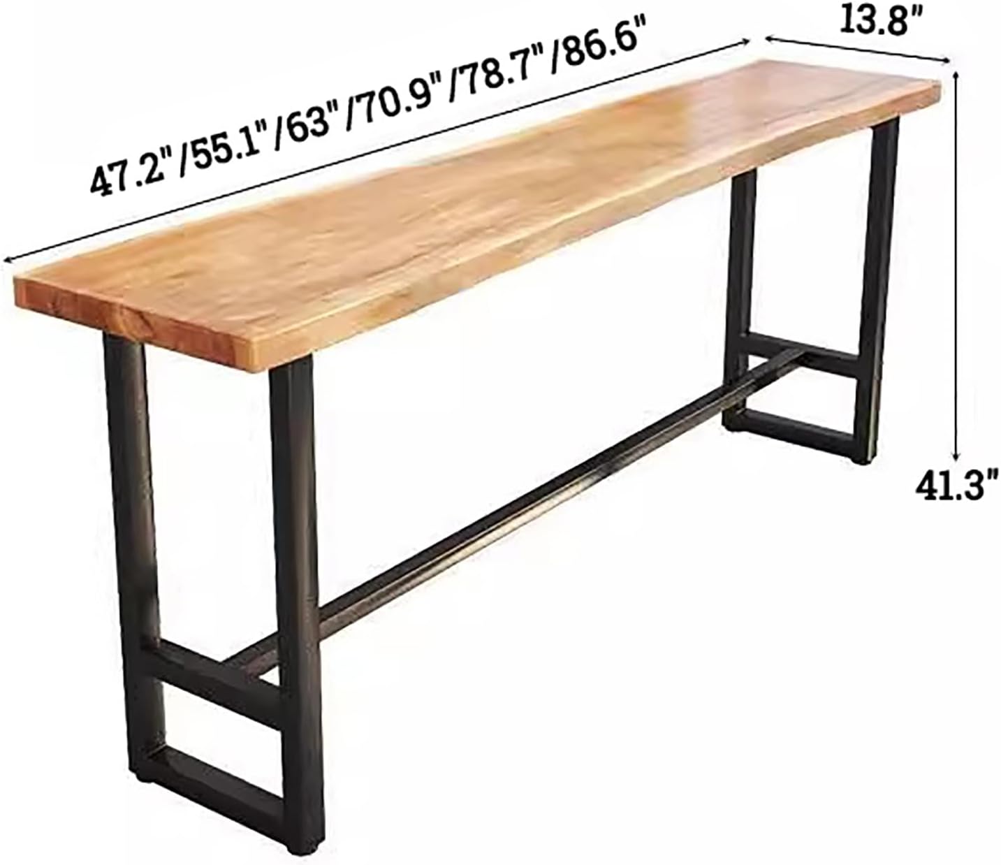 Solid Wood Rectangular Outdoor Bar Table Wooden Balcony Bar Table for Railings Farmhouse Pub Height Table Patio Table Wood Counter Height Table for Kitchen Coffee Shop Window-Table Only