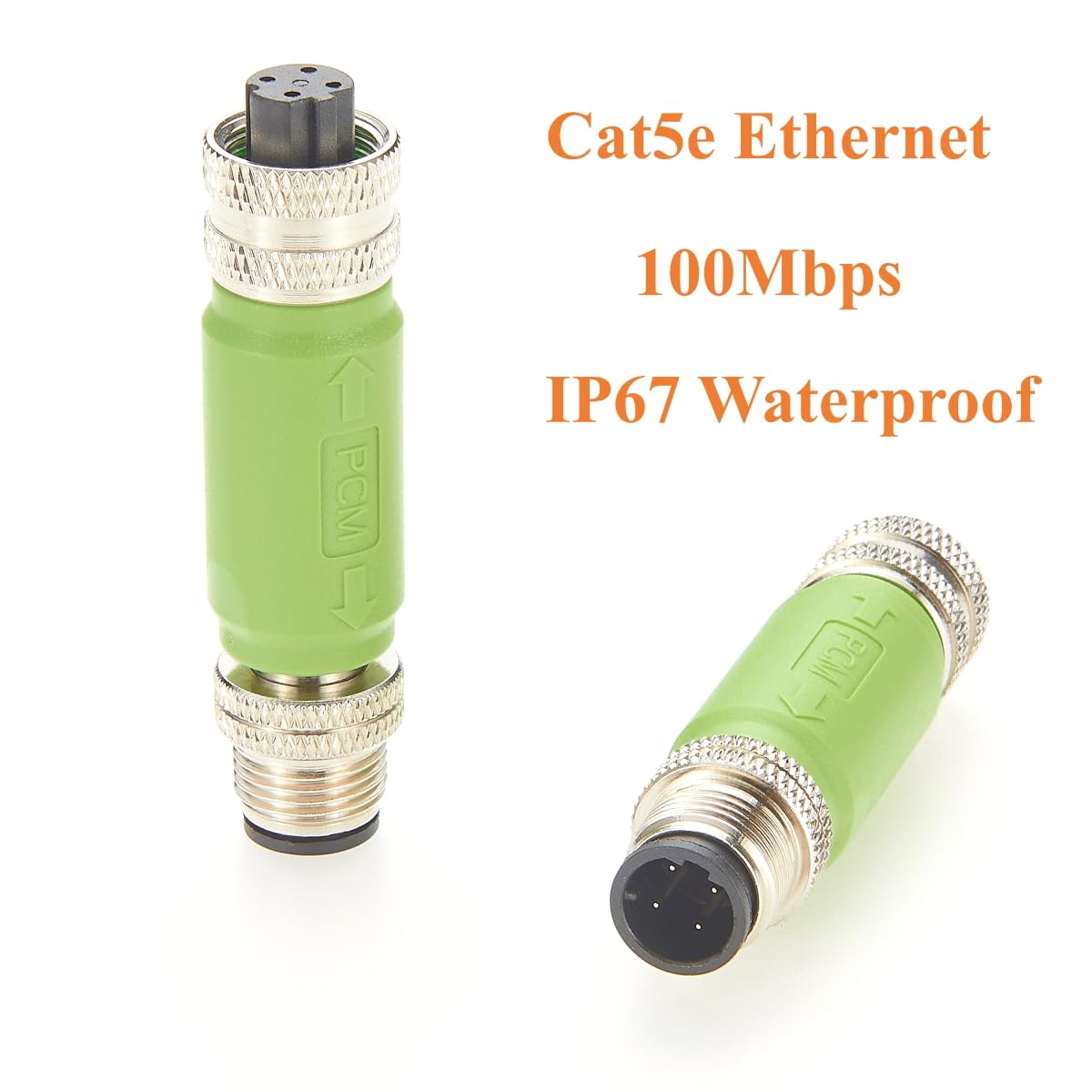 IP67 M12 D Code 4 Pin Cat5e Ethernet Connector 100Mbps Male to Female Inline Coupler Shielded Pass-Thru Adapter for Profinet, Sensor, I/O Modules, PLC, Industrial Camera Switch (1PCS)