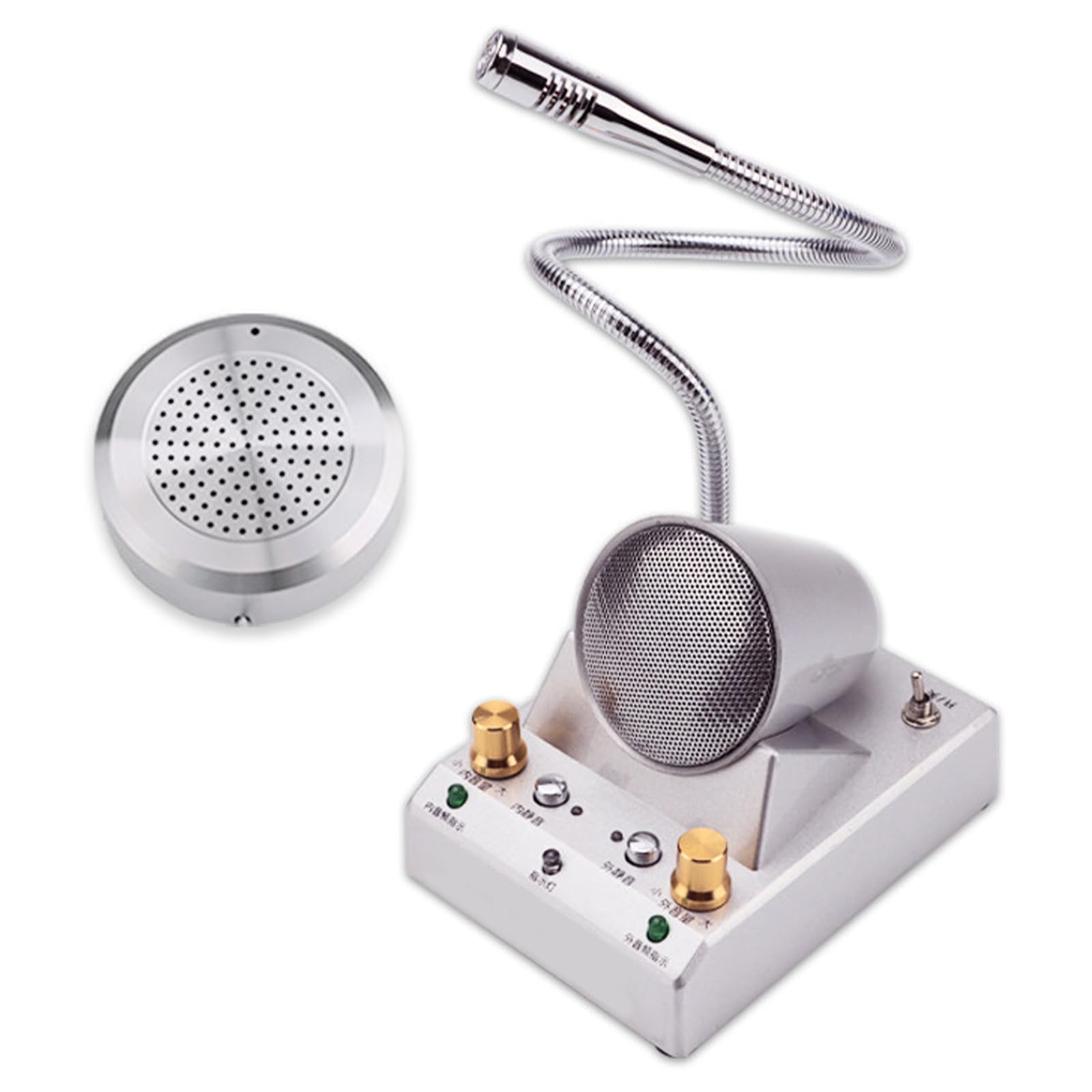 2-Drogowy system domofonu okiennego 3W Redukcja hałasu Audio Clear Two-Way Talk Through Glass Metal Gooseneck Mic for Bank Service Counter Reception Office