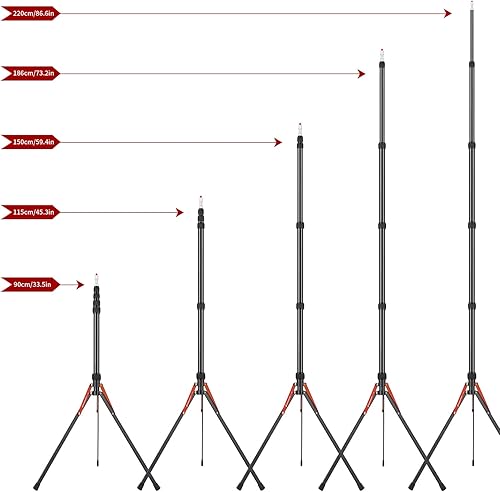 Miniatura 5 de Besnfoto Soporte de luz para fotografía, ligero, portátil, de aluminio, 86.6in7 pies para luz de velocidad, flash, luz LED, caja de luz pequeña, luz