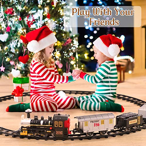 Lucky Doug Electric Christmas Train Set For Kids, Battery-Powered Train Toys With Sounds Include 4 Cars And 10 Tracks, Classic Toy Train Set For 3 4 5 6 Years Old Boys Girls #TOP1