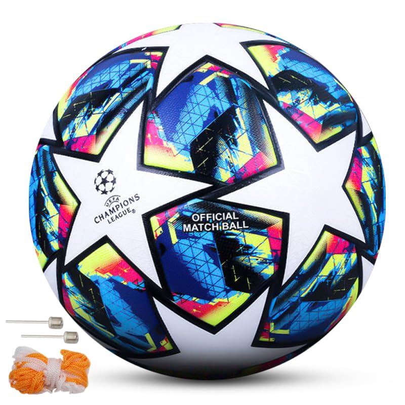 Balones De Futbol, Sports TXC-JY Balón de fútbol de Entrenamiento Juvenil,tamaño Normal de Partido 5,para niños y Adultos,con Red de Pasador (B-20)