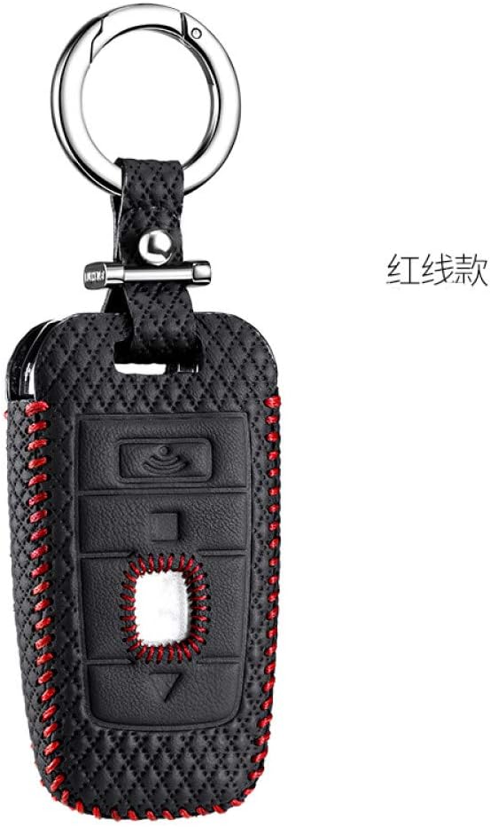 HEZHOUJI luckeasy Leather Key Cover for Rolls-Royce Phantom 2018 Black Badge Edition 2017 6.6t CAR holder case key4Y,red line,M