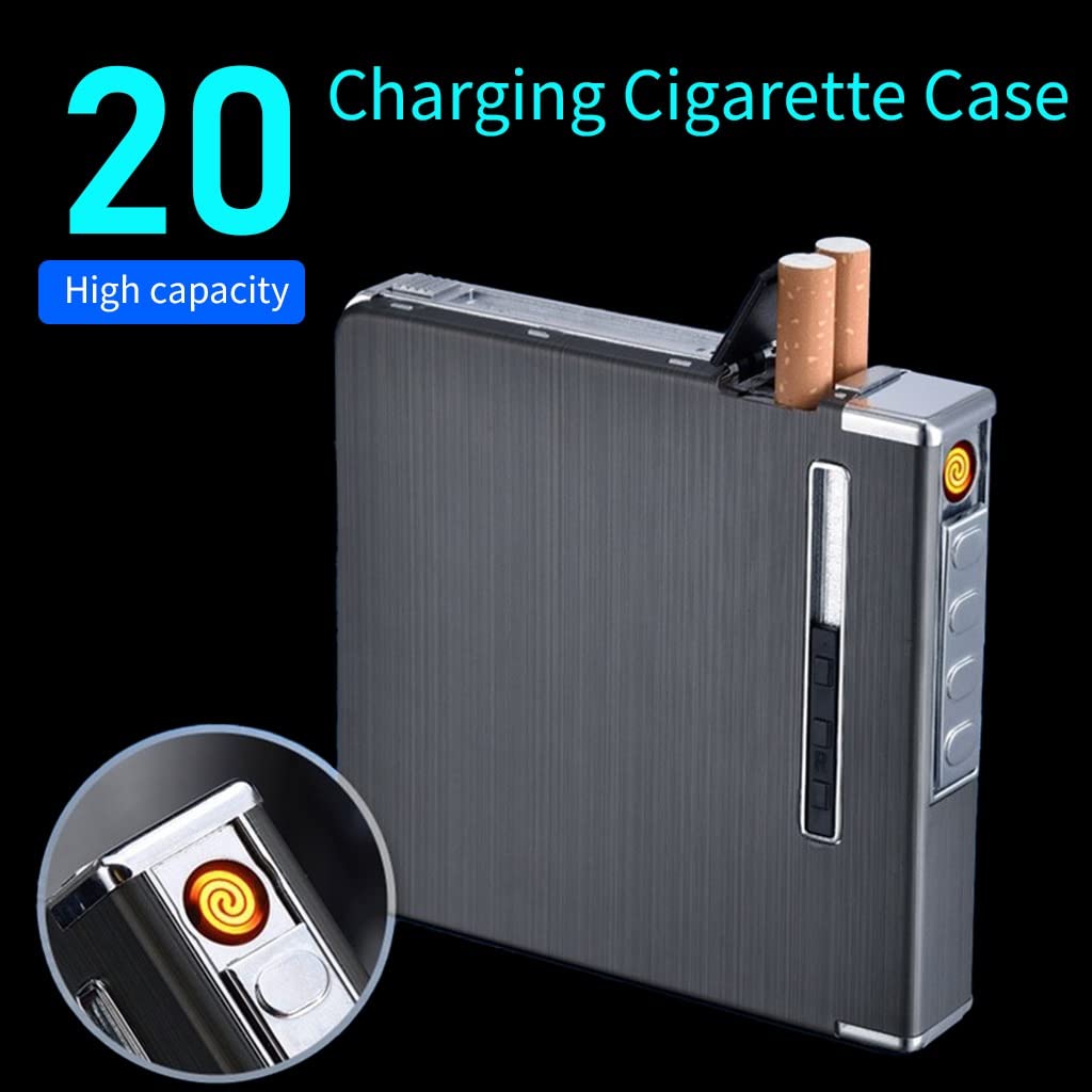 Amazon | ライター付きシガレットケース、20本のタバコを収納できます