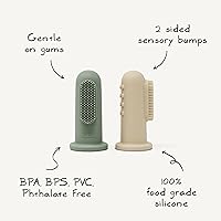 Vista 8 de mushie Cepillo de dientes para dedos de bebé (rubor/arena cambiante), paquete de 2